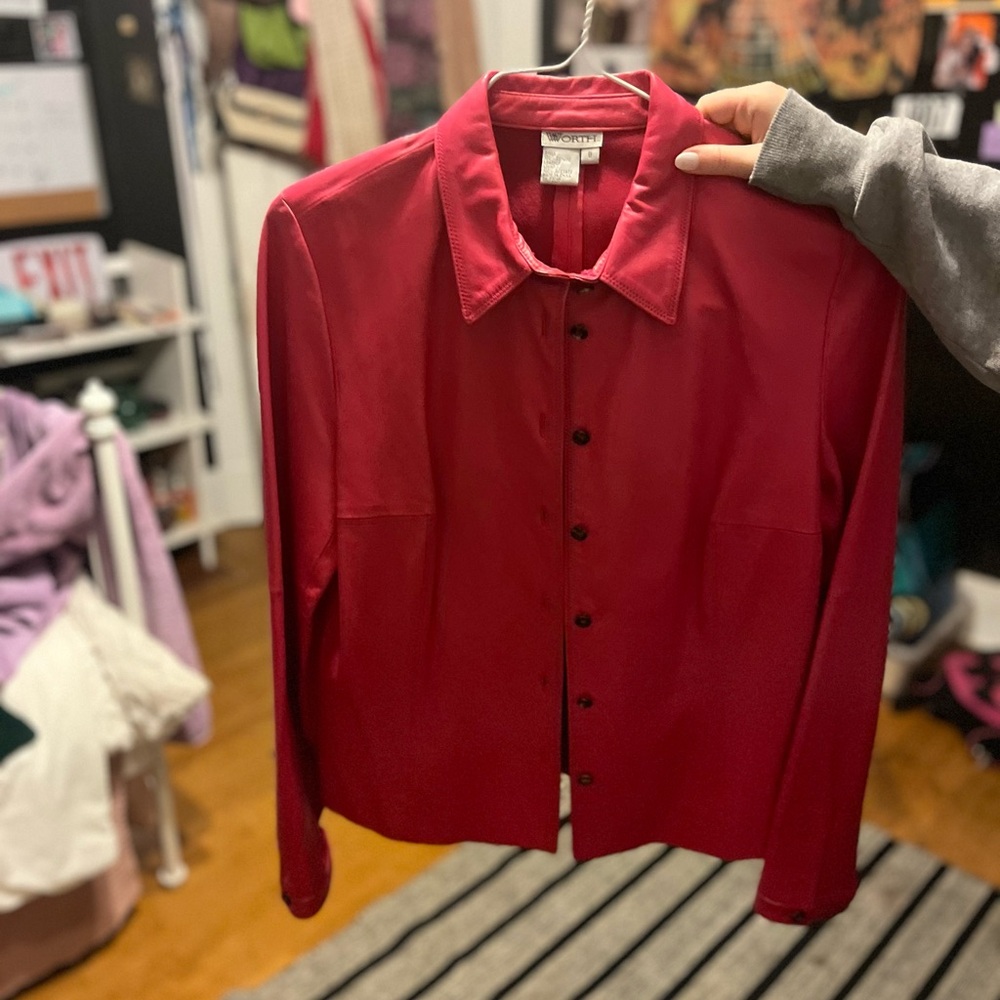 Pink leather jacket